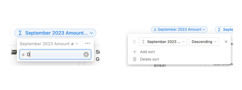 Screenshot - budget category filter sort